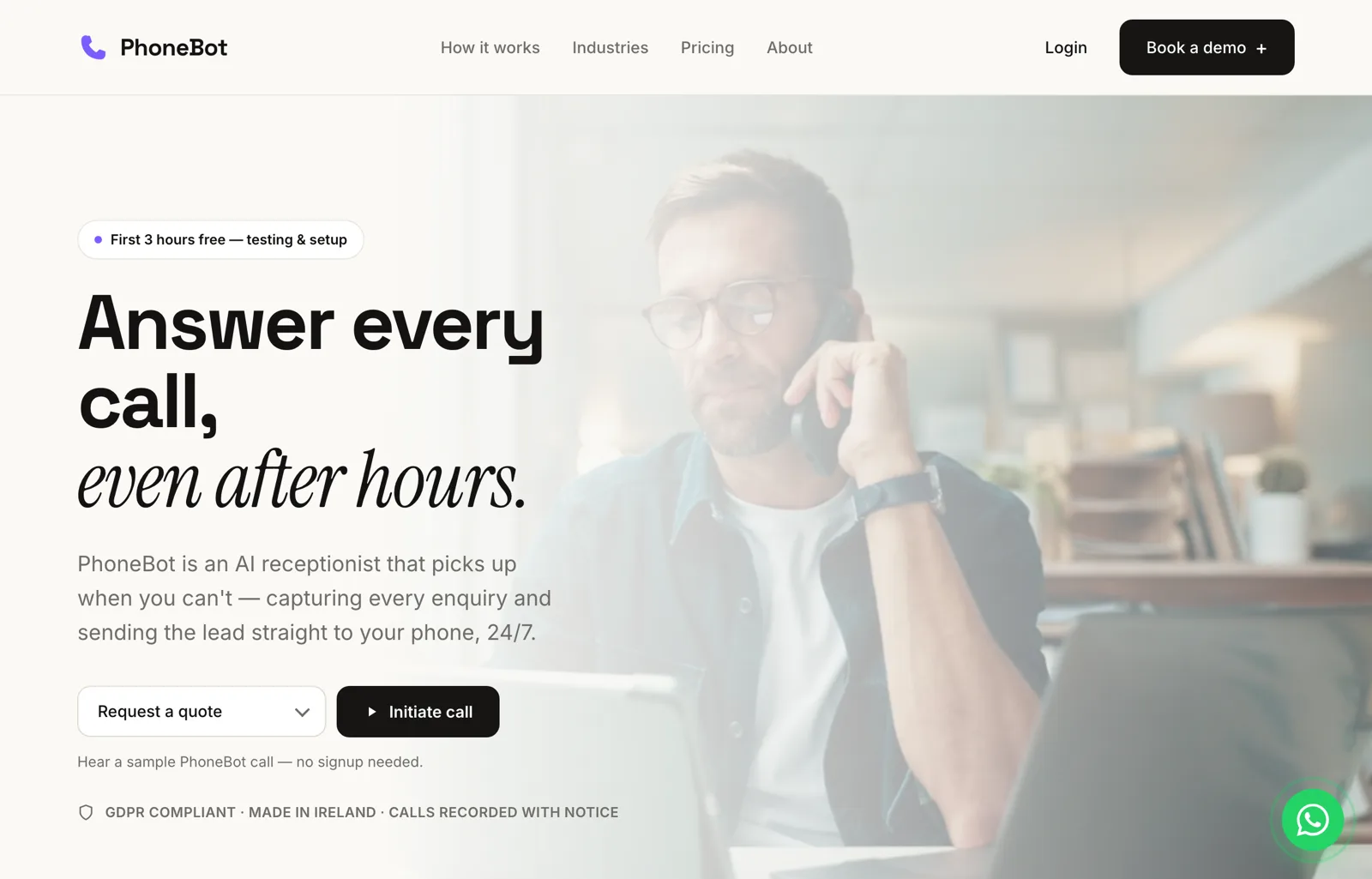 PhoneBot — AI phone answering for Irish small businesses